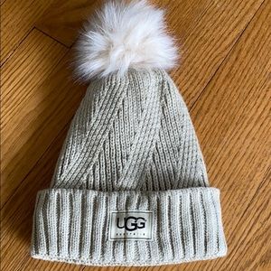 UGG Accessories | Cream Ribbed Hat With 